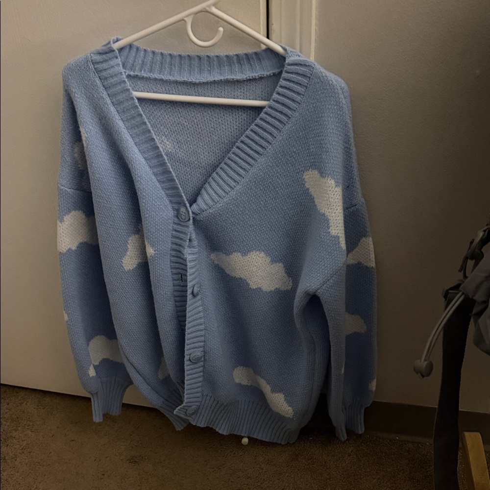 Blue Cloud Pattern Cardigan